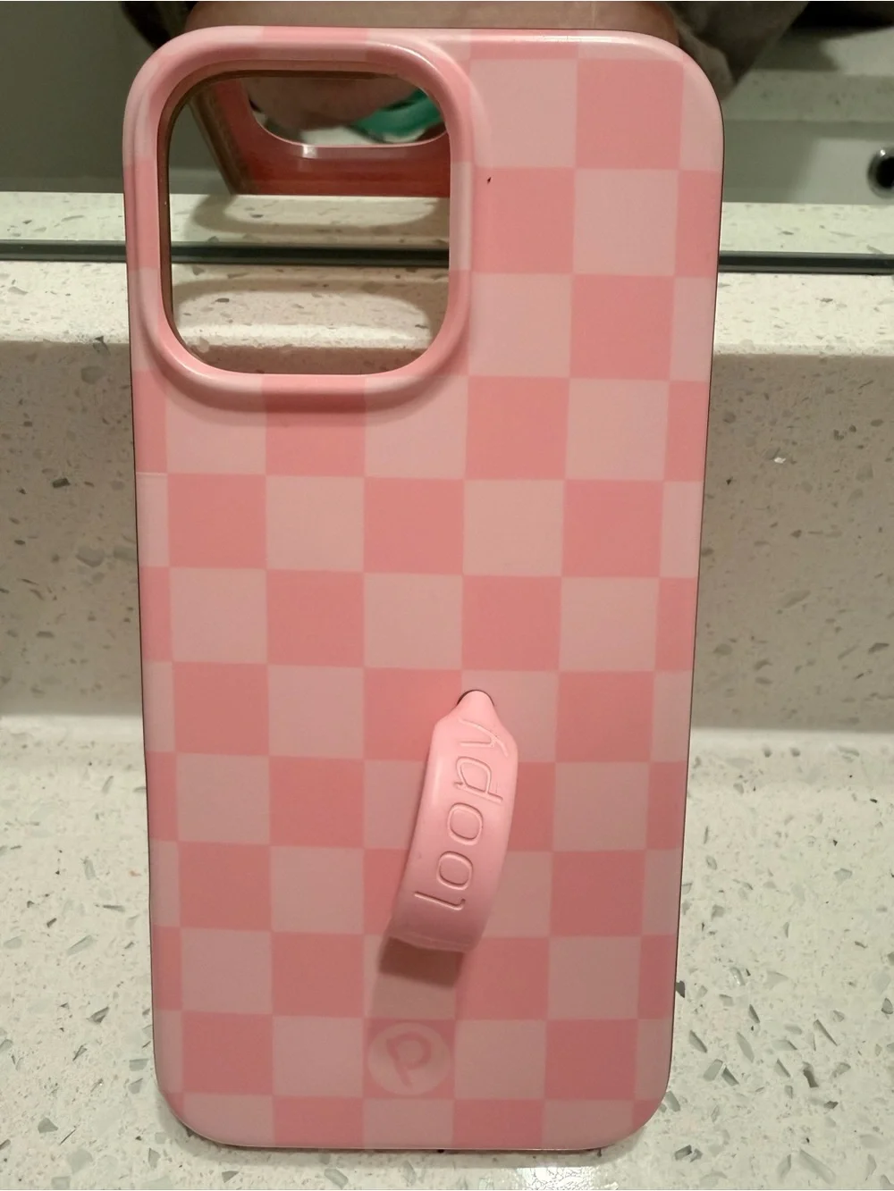 Loopy Case Pink Checkered Phone Case for IPhone 16 Pro Max Lefty